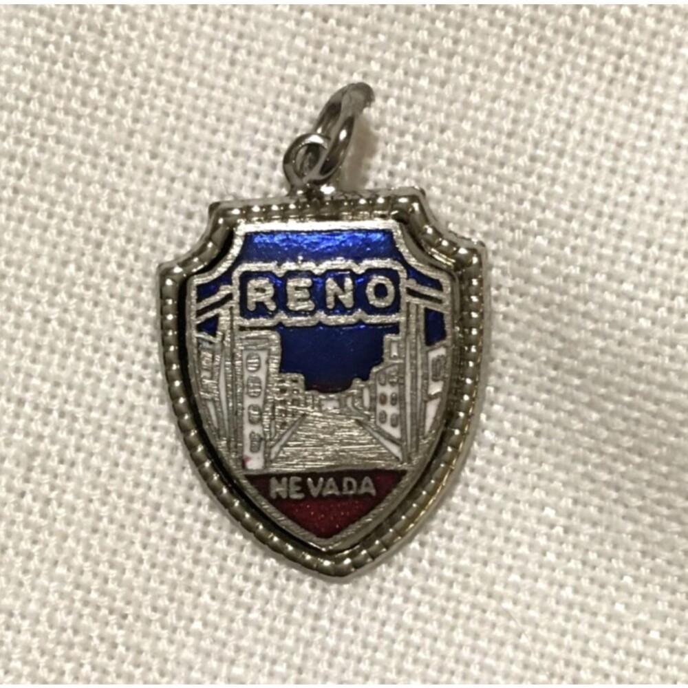 Vintage Sterling Silver Reno Nevada Charm Souvenir Red Blue Enamel